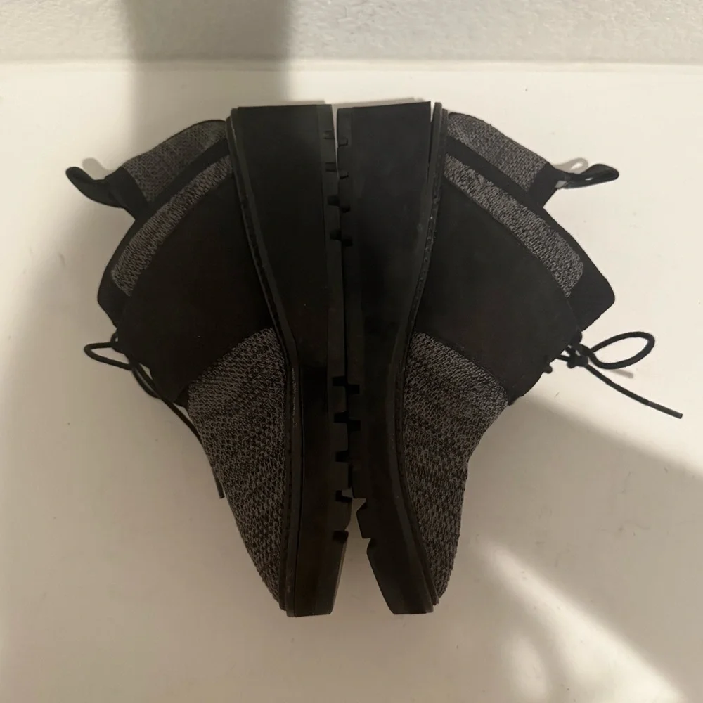 Eileen Fisher Wilson Knit Black Graphite Gray Lace Up Platform Wedge Sneaker 7.5